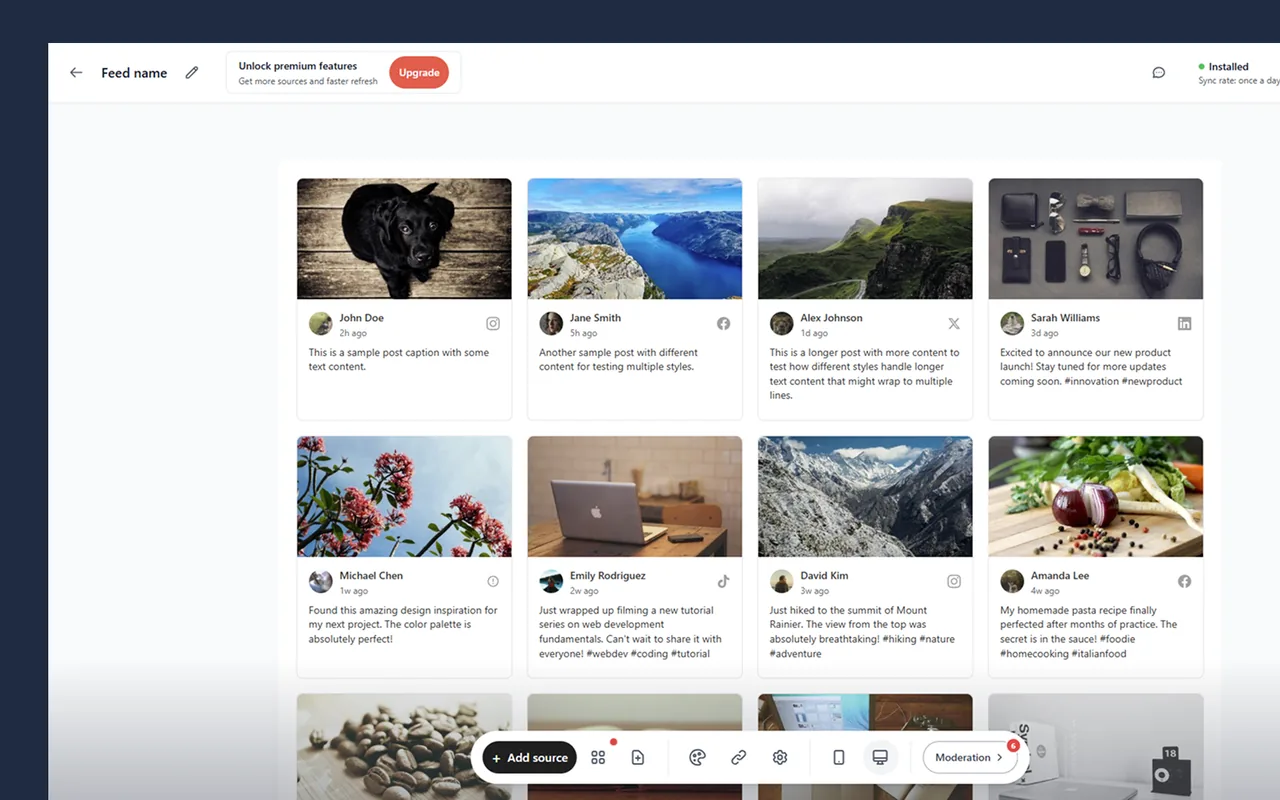Juicer feed management dashboard