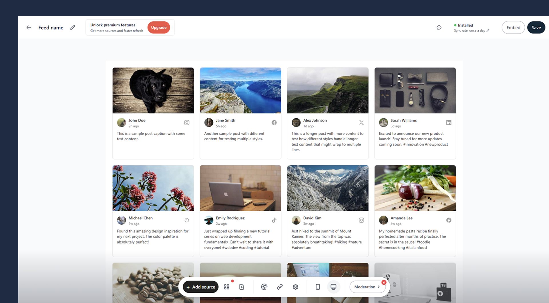 Juicer feed management dashboard